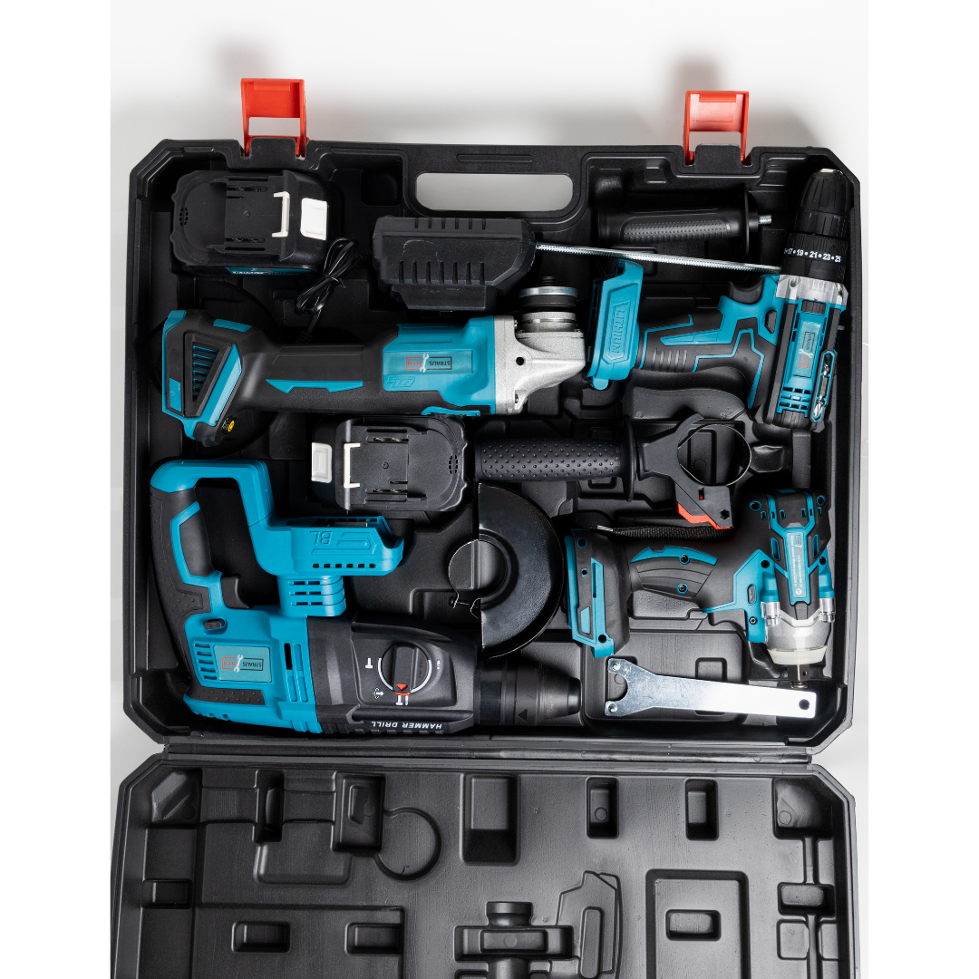 Set 4 u 1, bušilica, odvijač, brusilica | STRAUSTECH