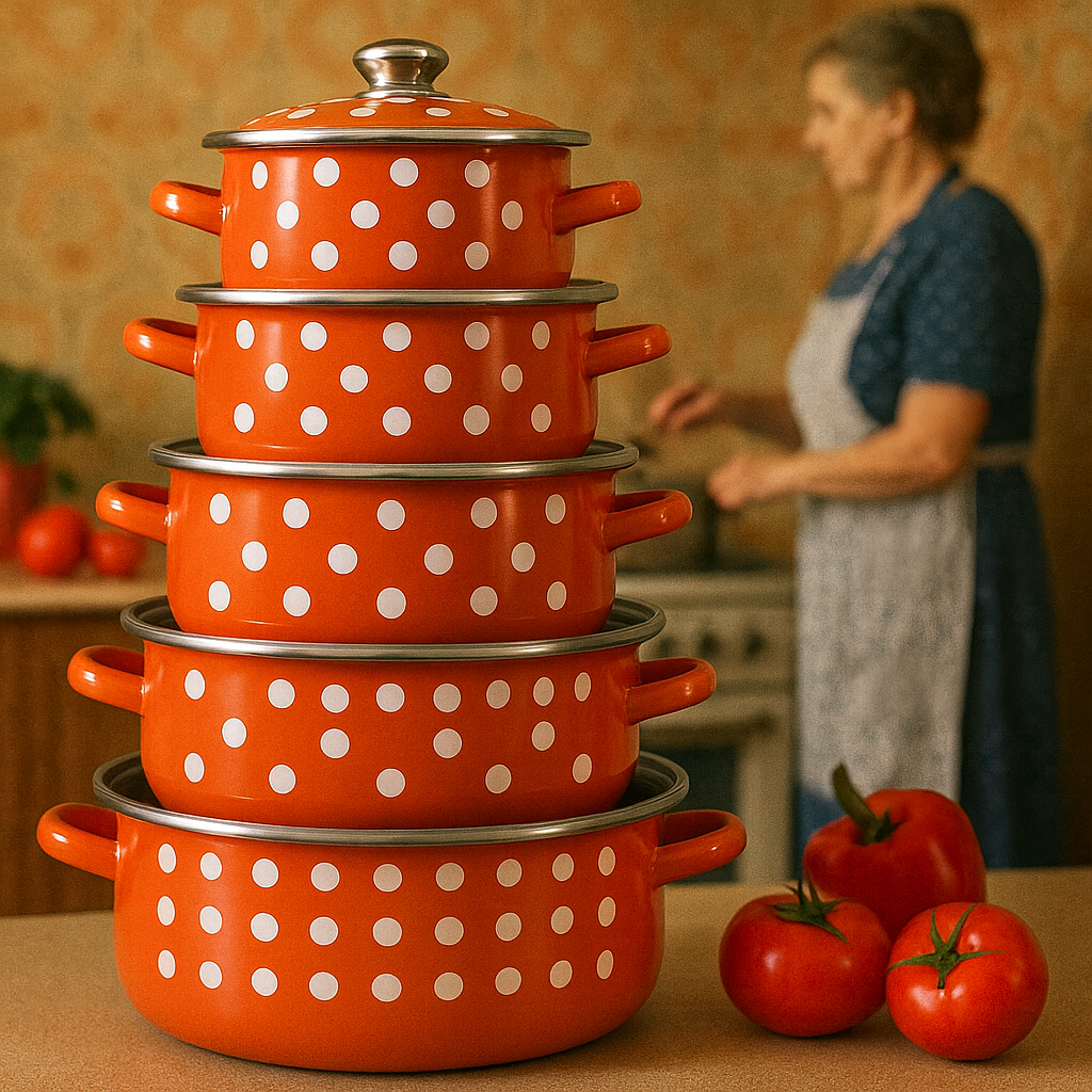 Retro emajlirani lonci - 5 komada u setu