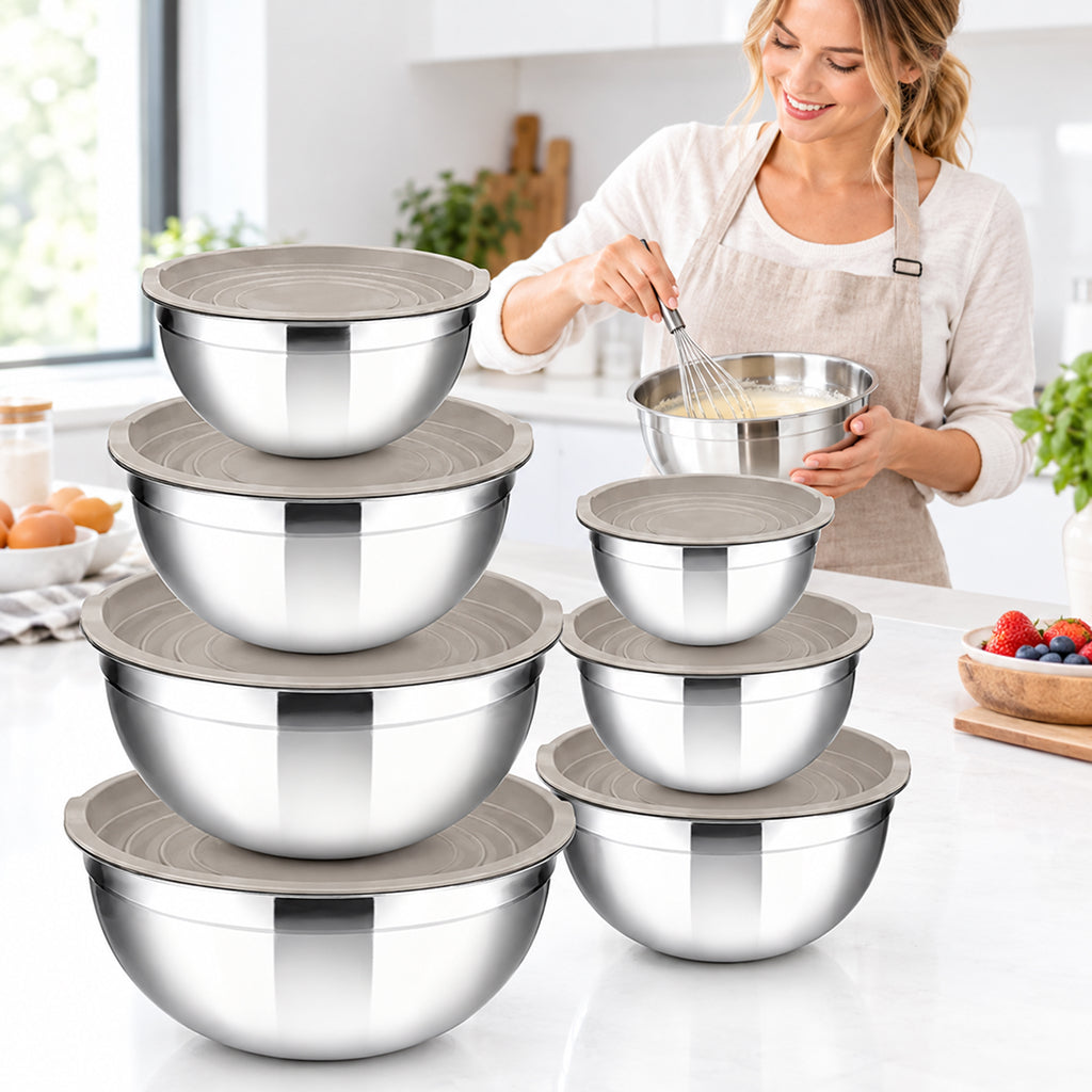 Set od 7 inox zdjela s poklopcima