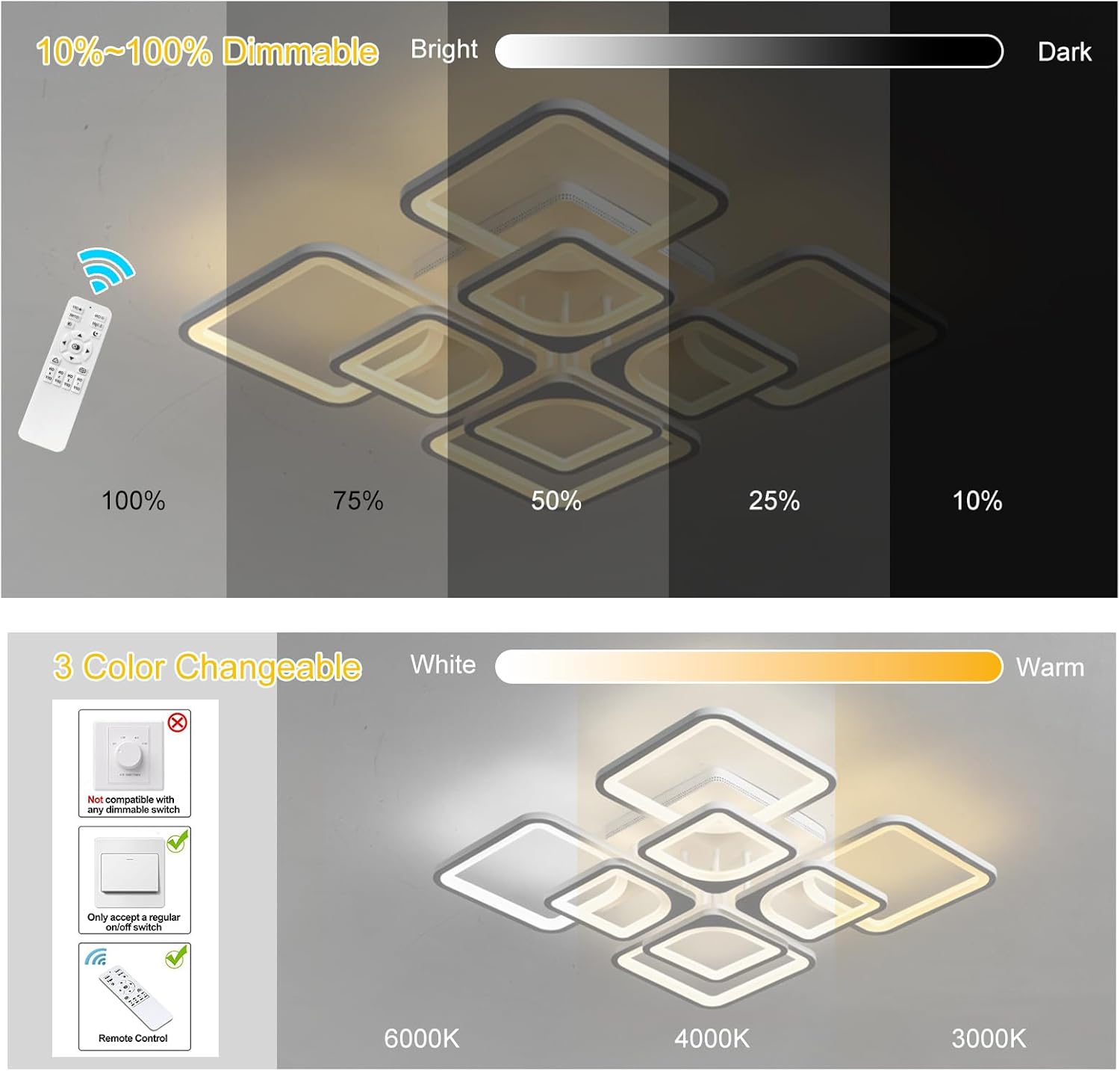 Luksuzna led plafonjerka sa 8 djelova - 90 W